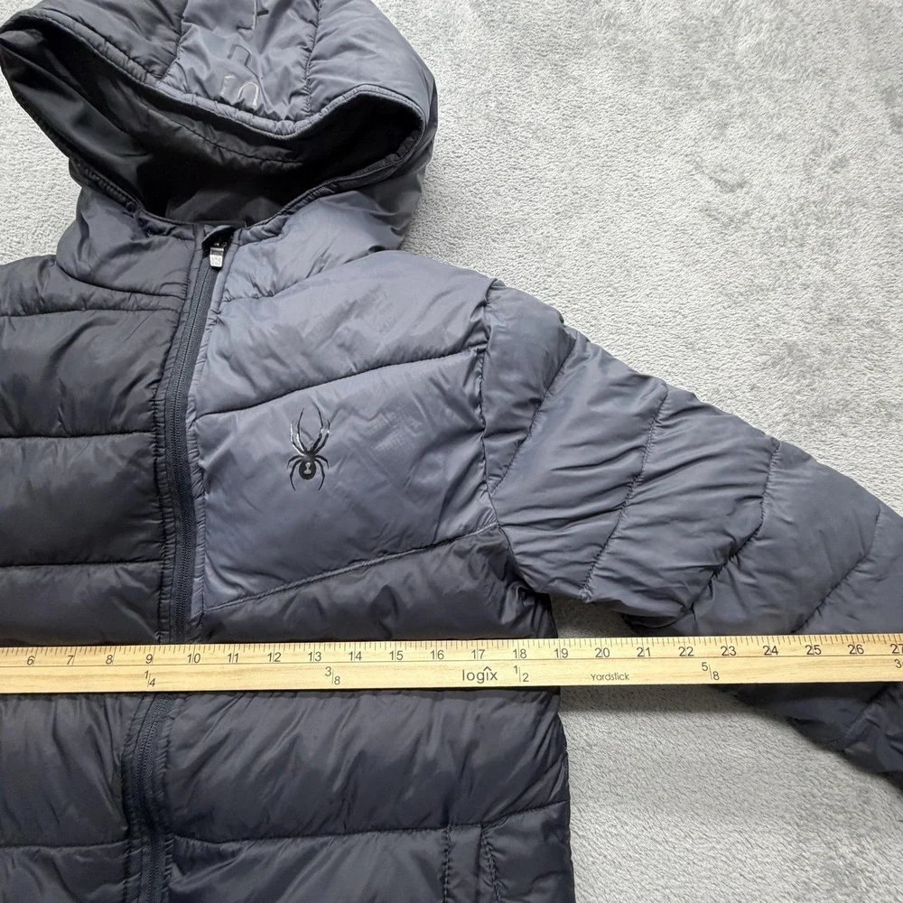 Spyder Jacket Boys XL Black‎ Puffer Insulated Hooded Full Zip Ski Coat Lined